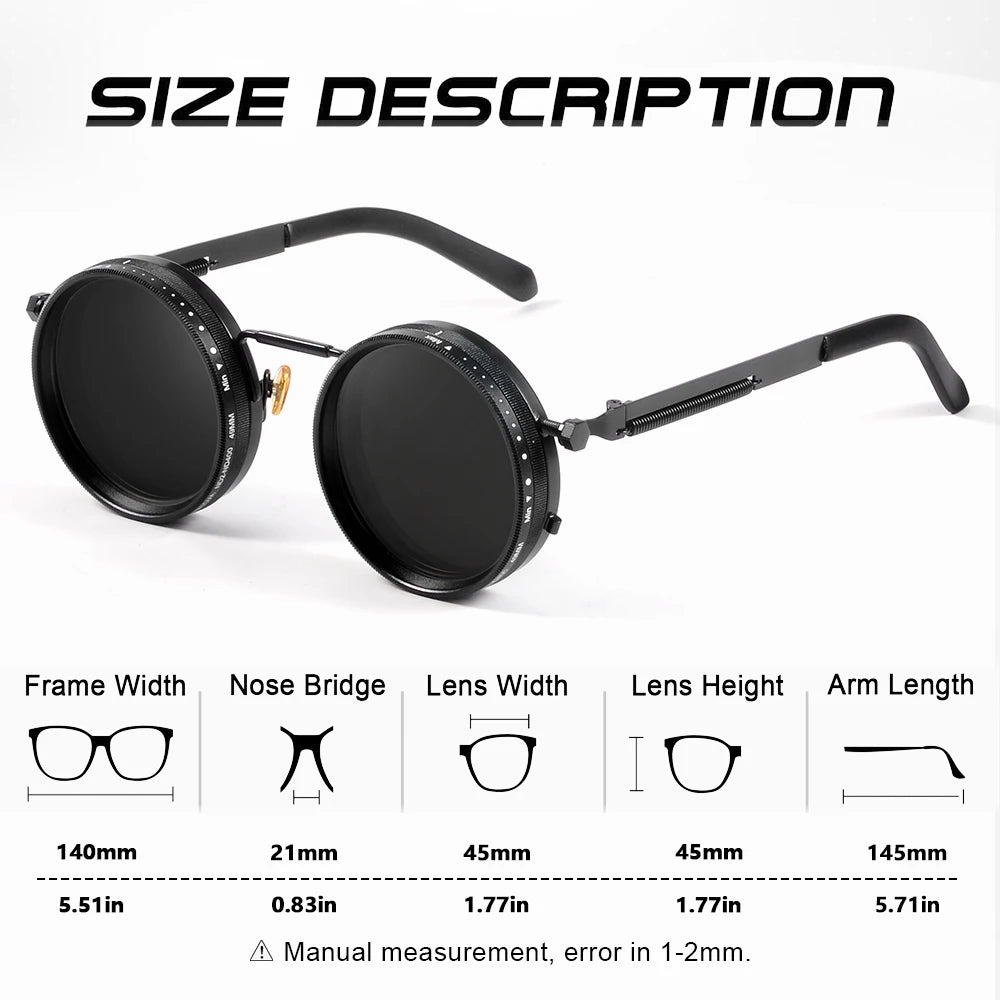 CRIXALIS Polarized Round Sunglasses ND9 Adjustable Dimming Men Women