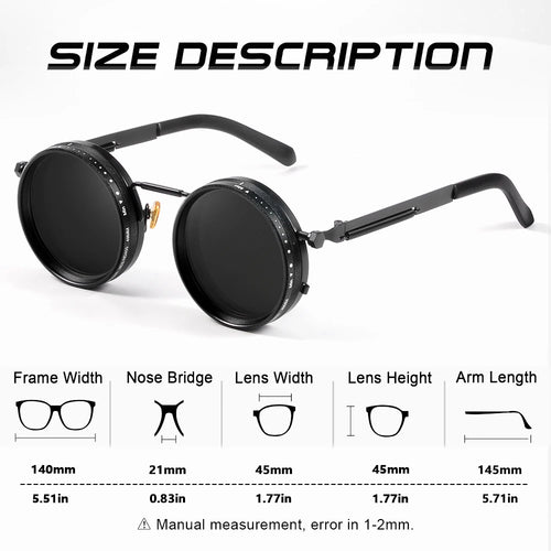CRIXALIS Polarized Round Sunglasses ND9 Adjustable Dimming Men Women