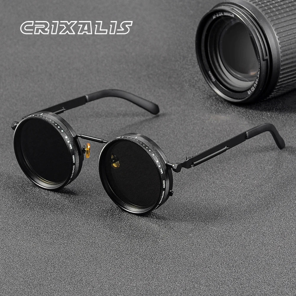 CRIXALIS Polarized Round Sunglasses ND9 Adjustable Dimming Men Women