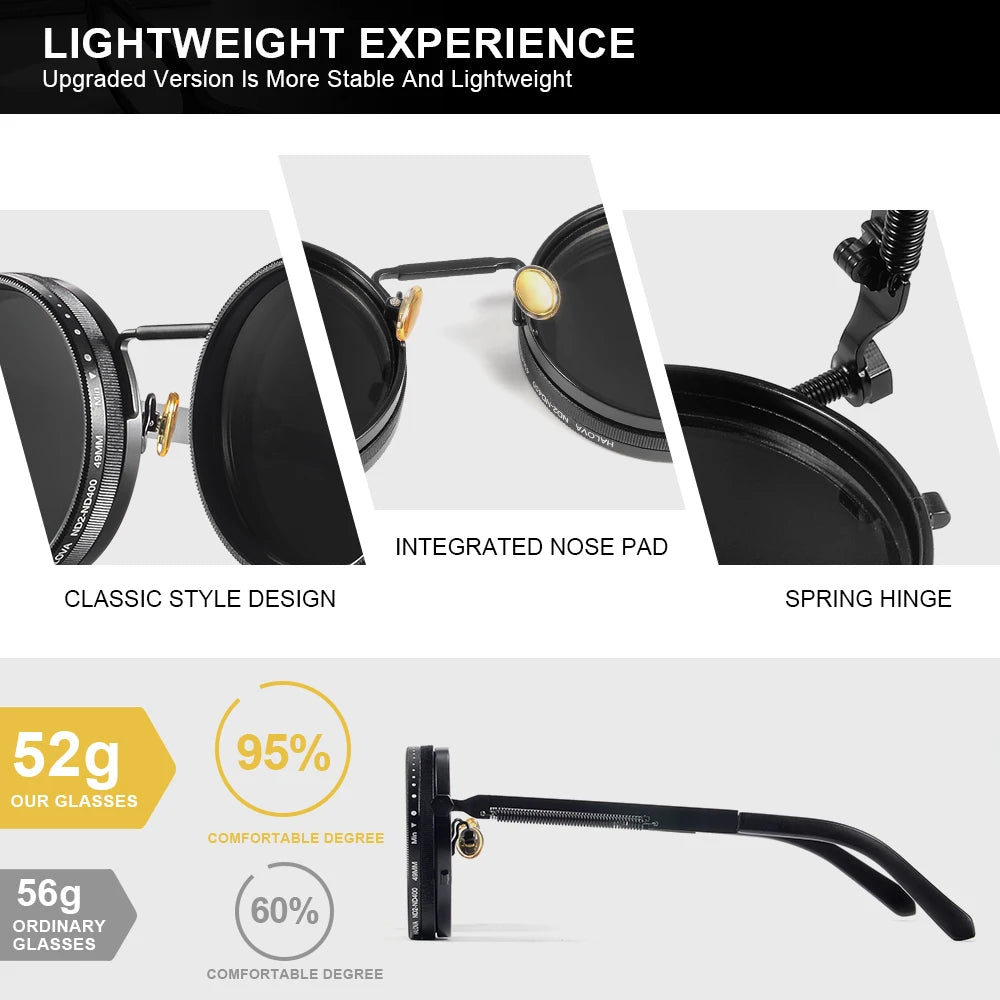 CRIXALIS Polarized Round Sunglasses ND9 Adjustable Dimming Men Women