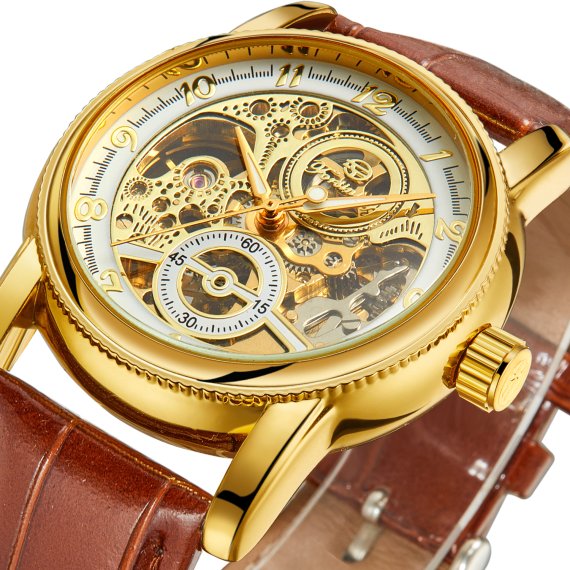 Чоловічий механічний годинник Forsining Prestige Gold
