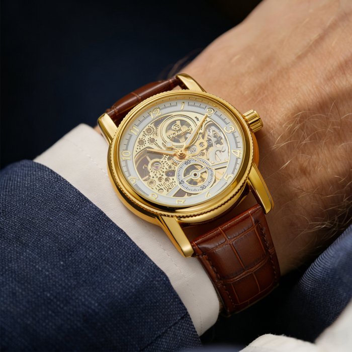 Чоловічий механічний годинник Forsining Prestige Gold