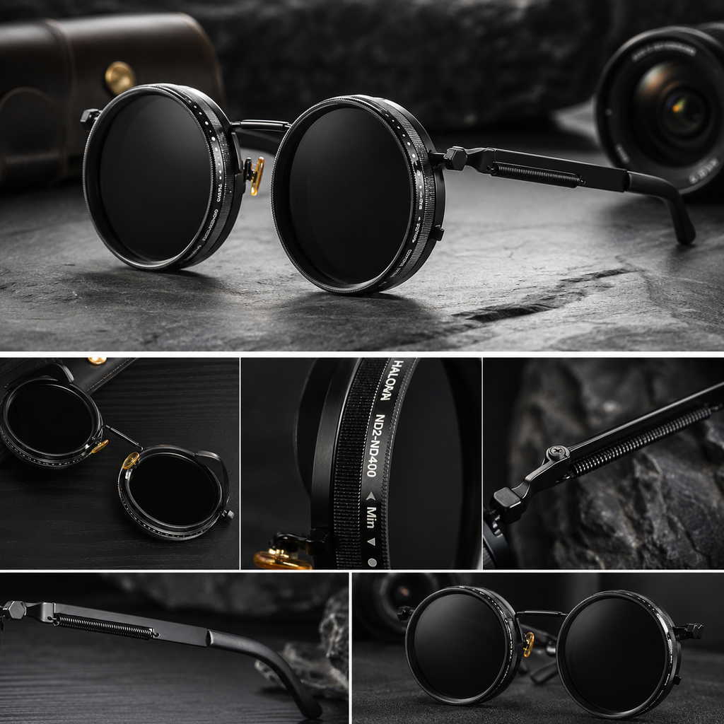 CRIXALIS Polarized Round Sunglasses ND9 Adjustable Dimming Men